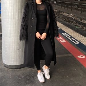 Black Coat with Faux Fur Sleeves